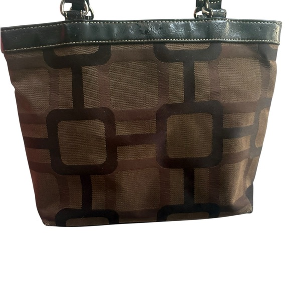 Nine West Brown Patterned Tote with Black Trim - Picture 3 of 16